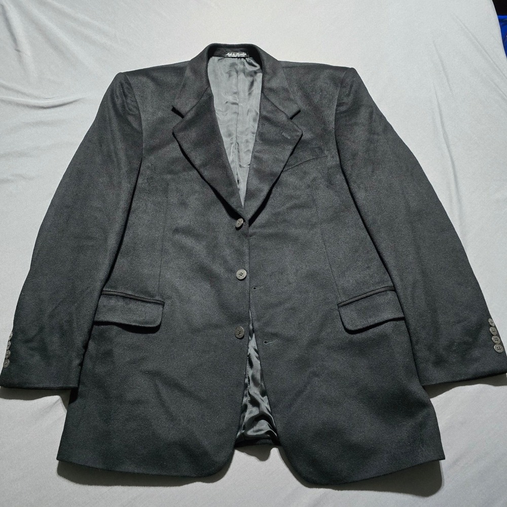 Fenzia Euromoda Mens 42L Blazer 100% Pure Cashmere Black Sport Coat Italy preppy